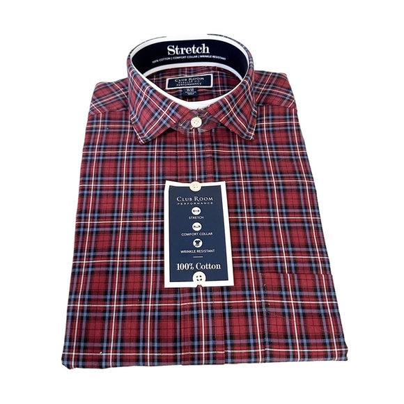 Club Room Other - BRAND NEW NEVER WORN Men’s Button Down Red Plaid Long Sleeve